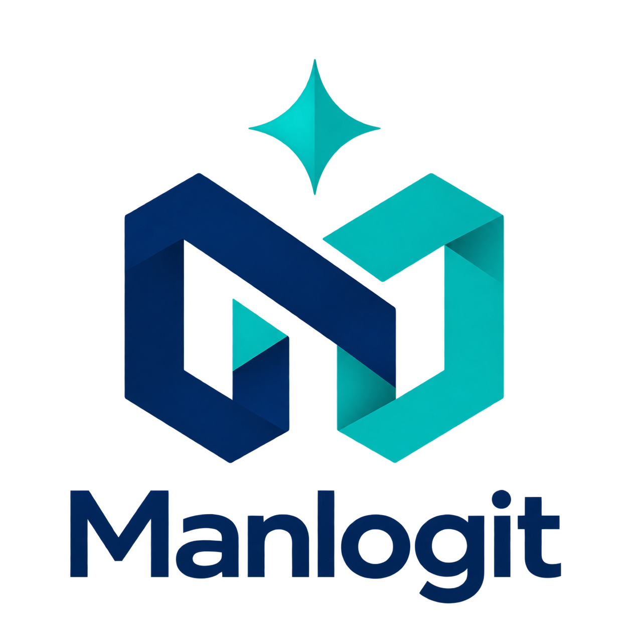 Manlogit navy and teal logo